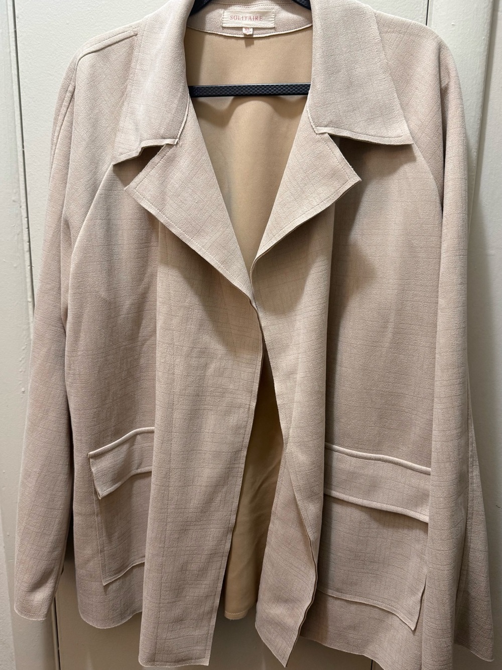 Solitaire Light Beige Open-Front Blazer Jacket
